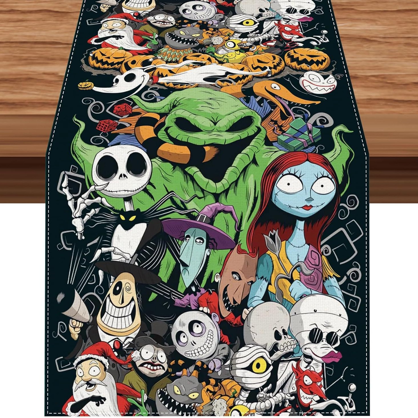 Transfronterizo 2024 Amazon nuevo Halloween Navidad terror lino tabla bandera tabla de comedor tabla bandera de té image 9
