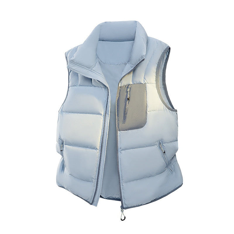 2025 New Winter Thickeneded Warm down Vest Color Matching Stand Collar Vest Vest Jacket
