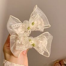 芭蕾风蕾丝蝴蝶结发夹女后脑勺头花边夹夹子鸭嘴夹发饰头饰高级感