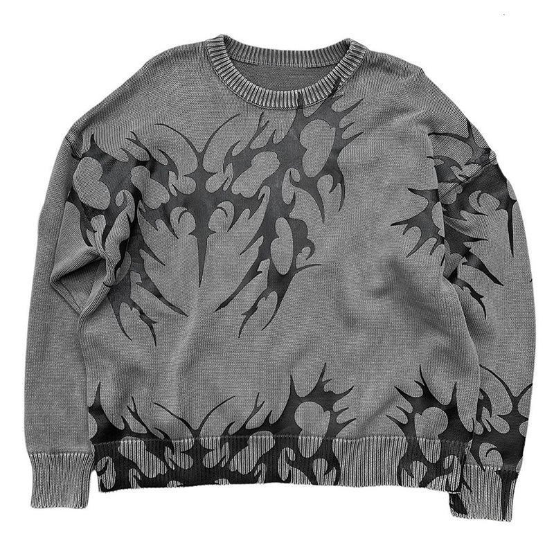 Autumn/Winter Loose Pullover Trendy Hip Hop Style Inner and Outer Knitted Sweater_voghion.com