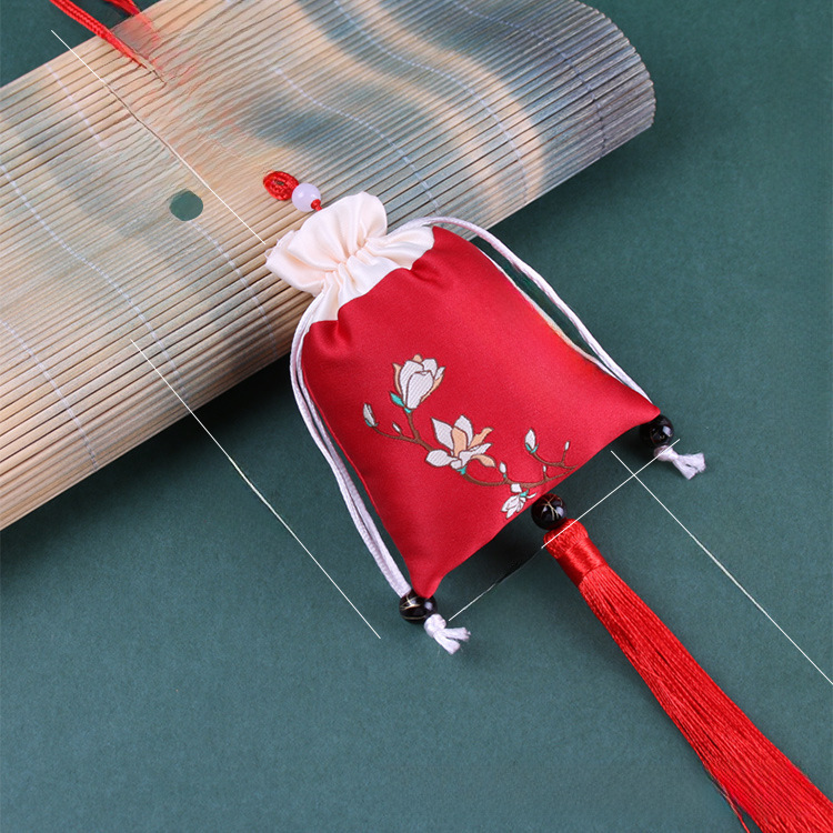 Factory Wholesale Aromatherapy Sachet, Embroidered Sachet, Aromatherapy Bag, Small Lotus Bag, Zen Chinese Style, Traditional Ancient Style, Silk Sachet