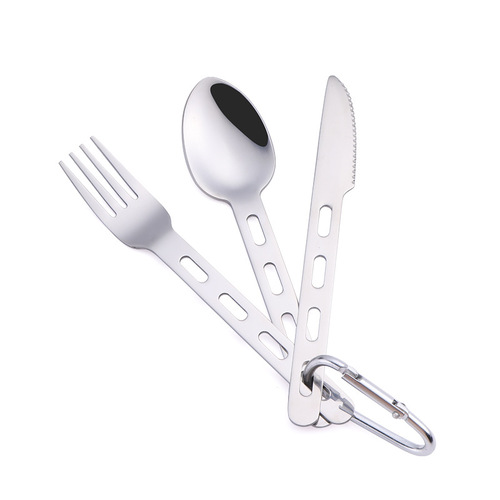 430 camping stainless steel tableware set picnic knife new style western tableware creative hollow camping outdoor knife, fork and spoon