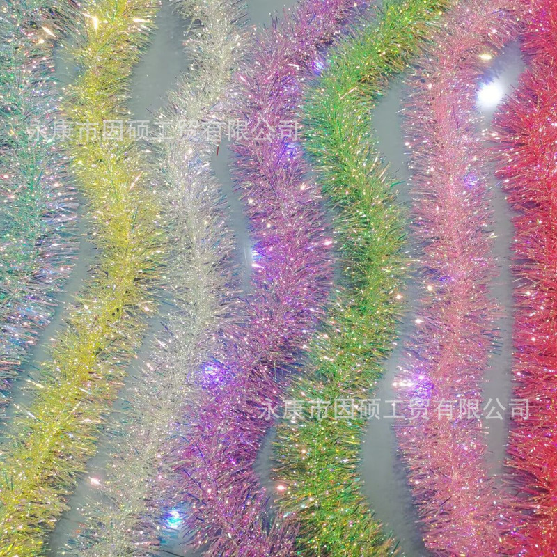 Christmas Imported Fantasy Rainbow Film 9cm Colorful Strips Cat Ears Decorative Strips Colorfulful Tinsel Garland Garland