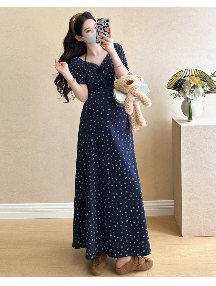 妊婦服のワンピース2025夏の新型ファッション純欲風の中の長さはやせています。