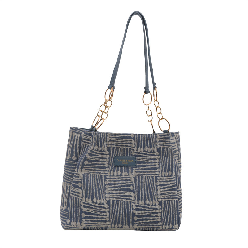Bolso Tote simple y de gran capacidad para mujer 2024 nuevo bolso de hombro a rayas de moda coreana bolso de axila de arte relajado