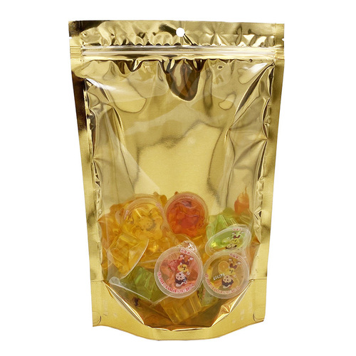 Factory golden semi-transparent standing bag aluminum-plated Yin and Yang self-standing bag leisure food medicine sealing packaging bag 