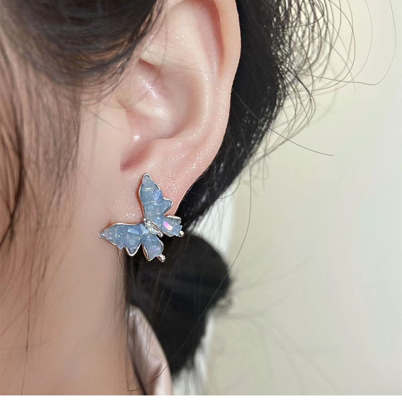1 Pair Sweet Butterfly Plating Inlay Alloy Artificial Gemstones Ear Studs display picture 1