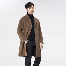 新款羊毛双面呢大衣男中长款西装领外套羊绒男士休闲宽松毛呢风衣
