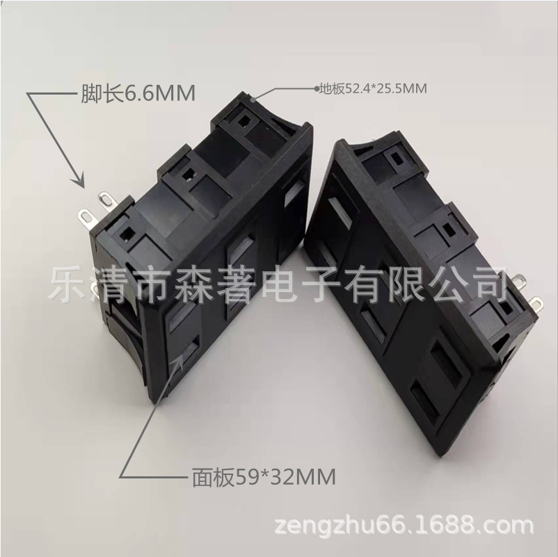 AC电源插座AC-104三联母座 AC电源母座输出插座三位基座带卡扣