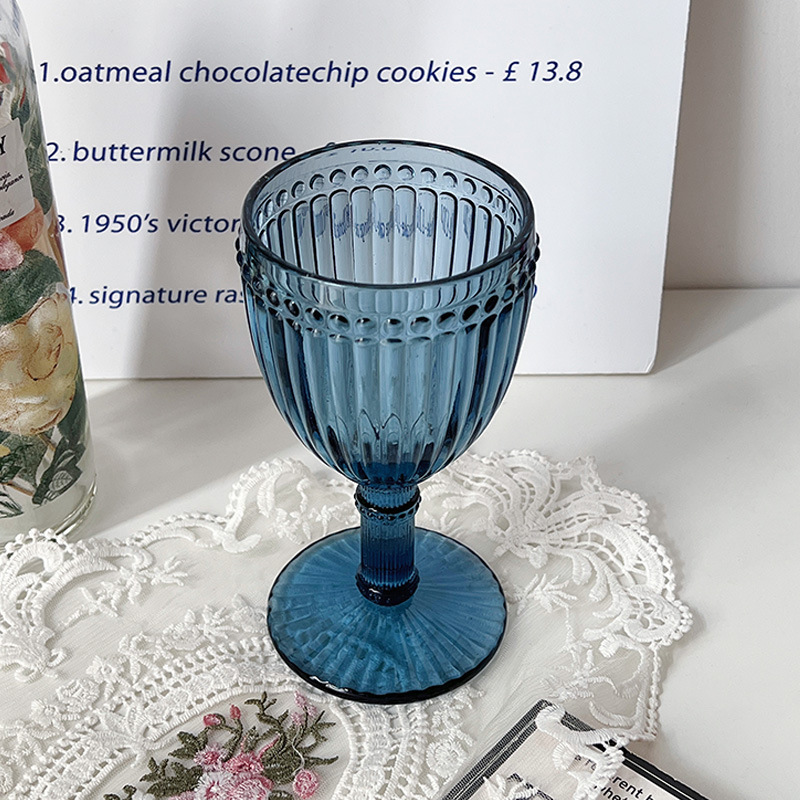 Pequeñas imperfecciones, copa vintage con relieve de rayas verticales y diseño de cuentas, copa para vino tinto, copa para champán, copa para vino de frutas, copa para vino.