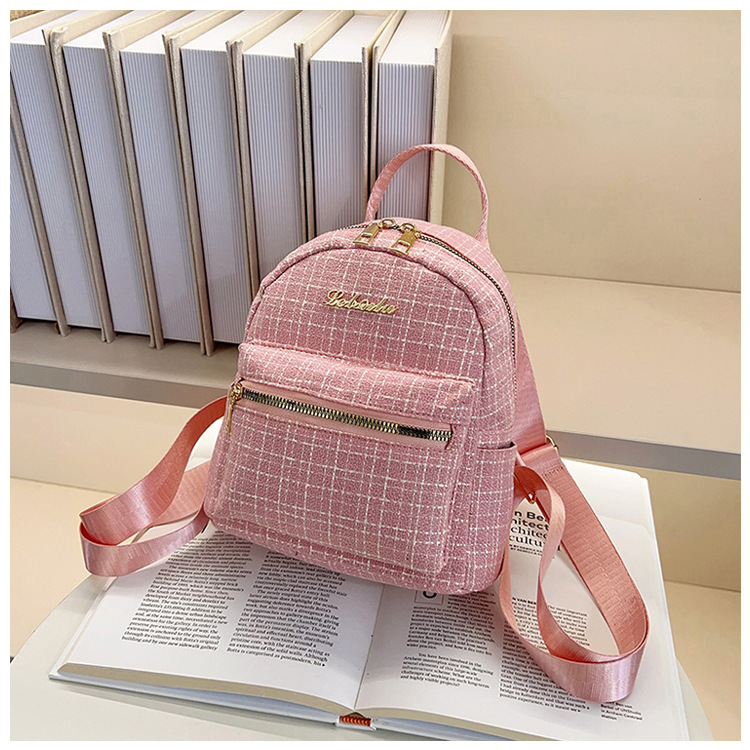 538g Weight Zipper Closure Type Double Shoulder Straps Strap Type Functional Backpack Bags Type Casual, Shopping Occasion Pu Leather Material Women's Backpack Backpack Plaid Pattern All Seasons Season Women's Gender Elegant, Streetwear Style Square Shape Plaid Casual Shopping Women's Backpack Functional Backpack 17