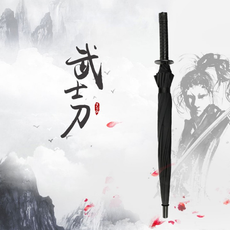 Paraguas Katana tipo espada con impresión de LOGO, paraguas recto semiautomático de regalo y publicidad