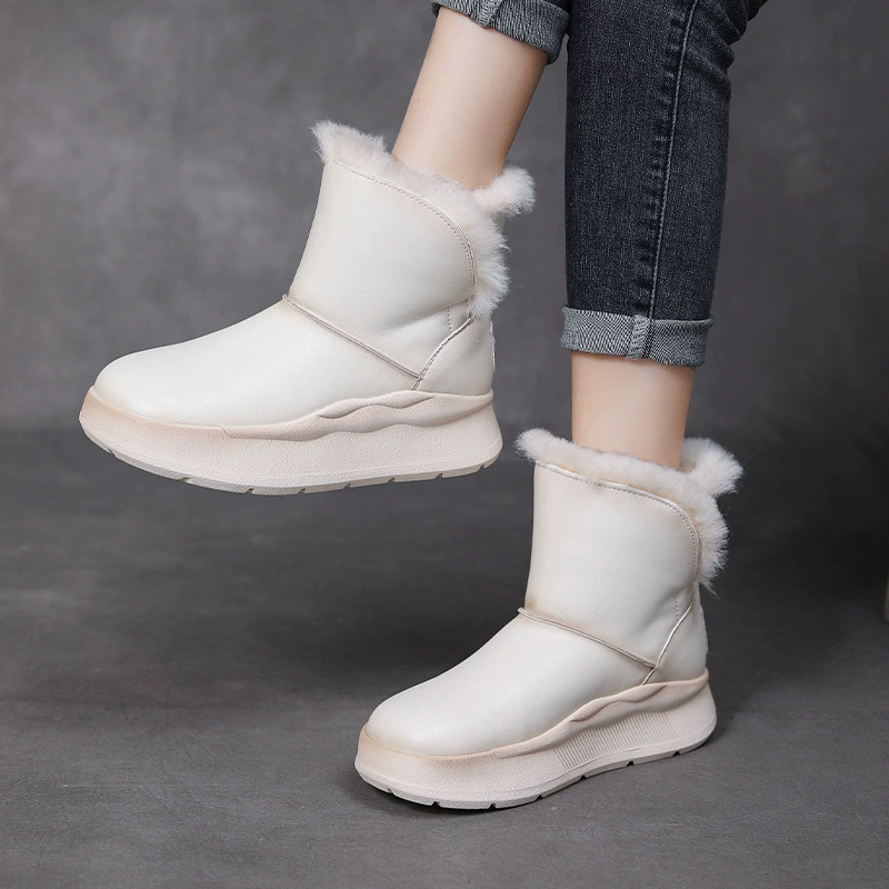 Winter matte leather keep warm windproof non-slip boots