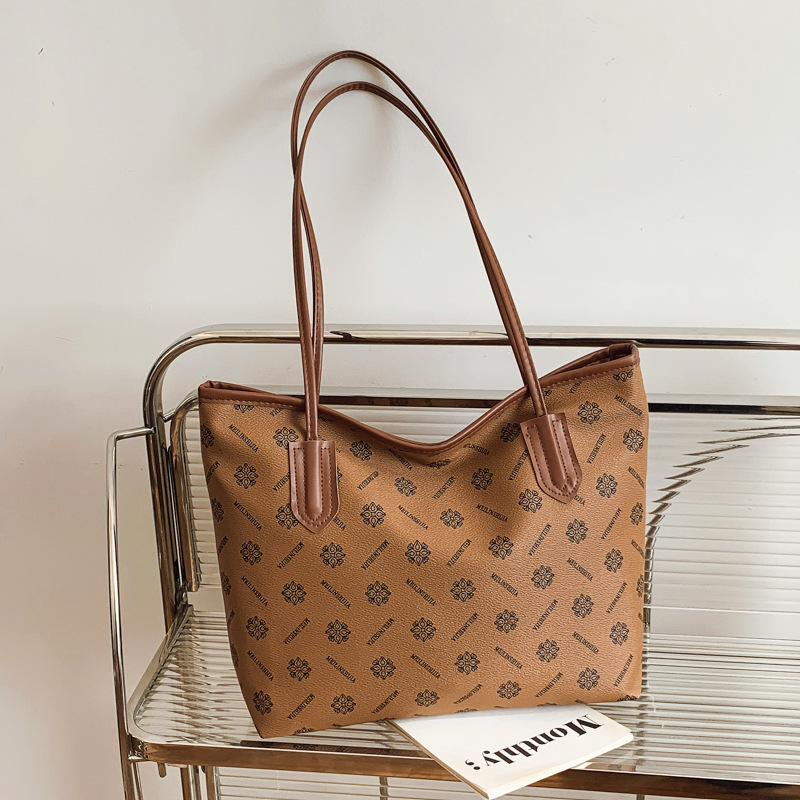 Sentido de la moda casual, bolso grande con estampado retro, nuevo bolso de hombro de gran capacidad para mujer, bolso portátil de moda