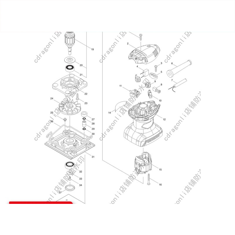 日本Makita牧田M9200木工砂光机配件转子定子开关碳刷底座海绵垫