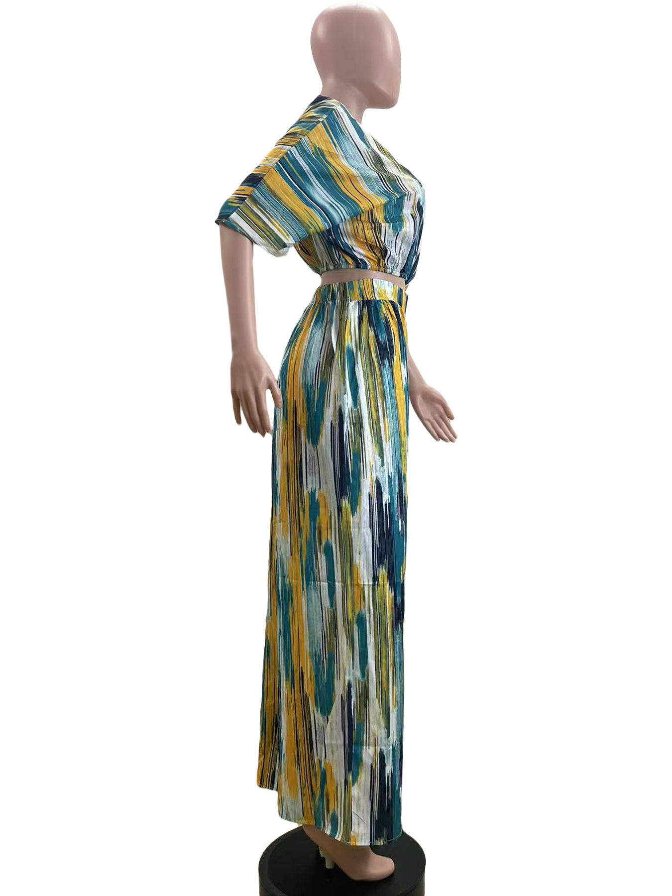 309g Weight 3/4 Length Sleeve Sleeve Length Spandex, Polyester Fabric Type Pant Co-ord Set Sets Type 2 Pieces Set Quantity Casual, Holiday Occasion V Neck Neckline Loose Fit Type Abstract, Color Block Pattern Summer, Spring Season Women's Gender Printing Design Vacation, Streetwear Style Casual Holiday Women's Vacation Streetwear Abstract Color Block Spandex Polyester Printing Pant Co-ord Set Pants Sets 21