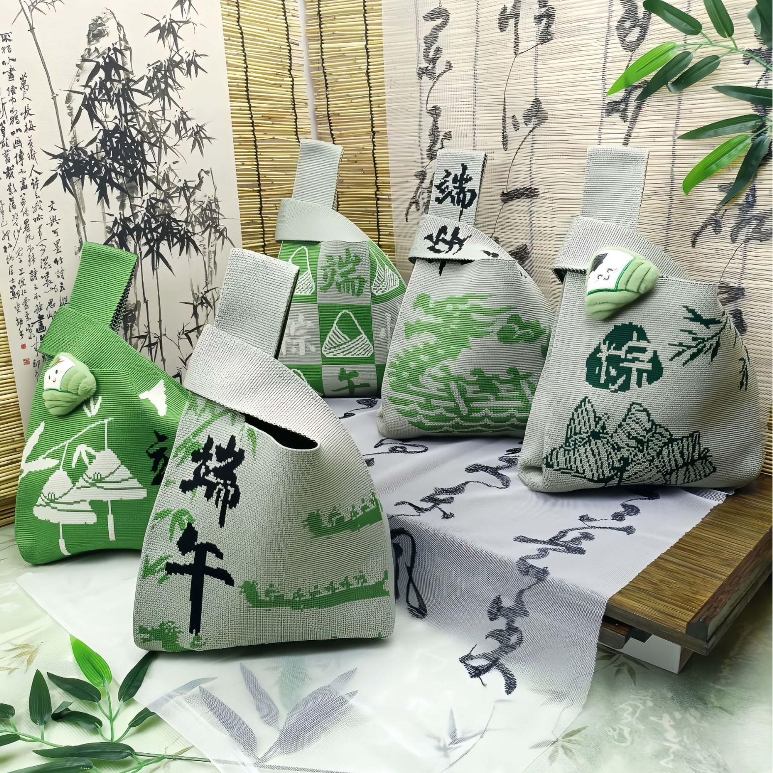 端午礼品针织袋针织包少女单肩手提包手拎包百搭可爱简约编织包