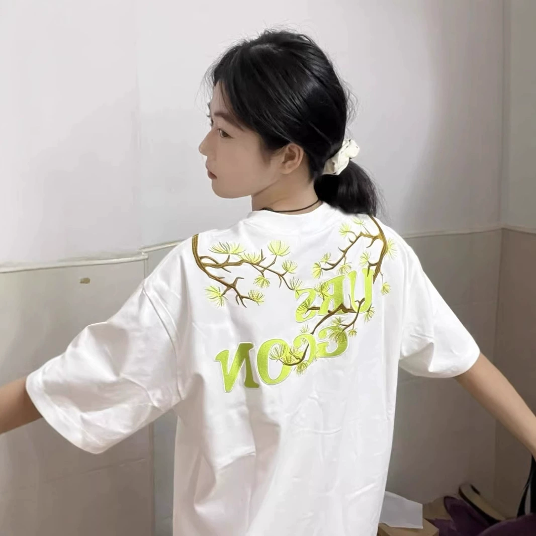Трансграничная внешняя торговля Высокое качество тяжелой промышленности вышивка Sroona Hircuo 26 хлопчатобумажная 210 г расческа с короткими рукавами футболка
