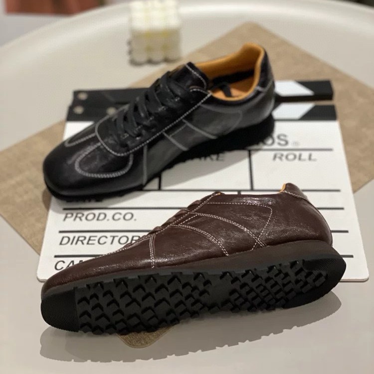 Giày sneaker nữ chunky đế dày da cừu tăng chiều cao 2025 — màu đen