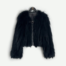 真皮皮草秋冬新款银狐狐狸毛貉子毛圆领长袖车条羊皮拼接短款外套