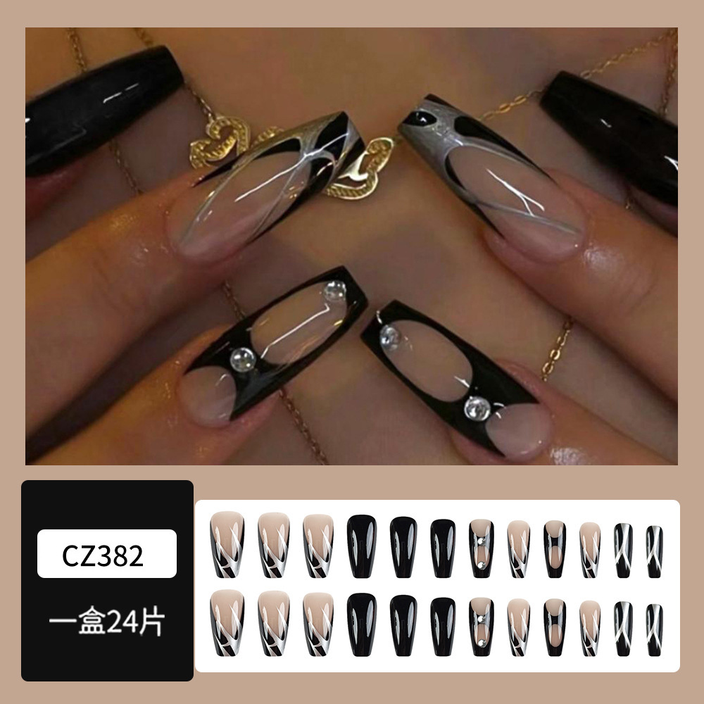 Pieza de uñas de desgaste súper largo diamante transfronterizo uña falsa pieza europea y americana pieza de uñas Comercio exterior parche de uñas prensa en las uñas