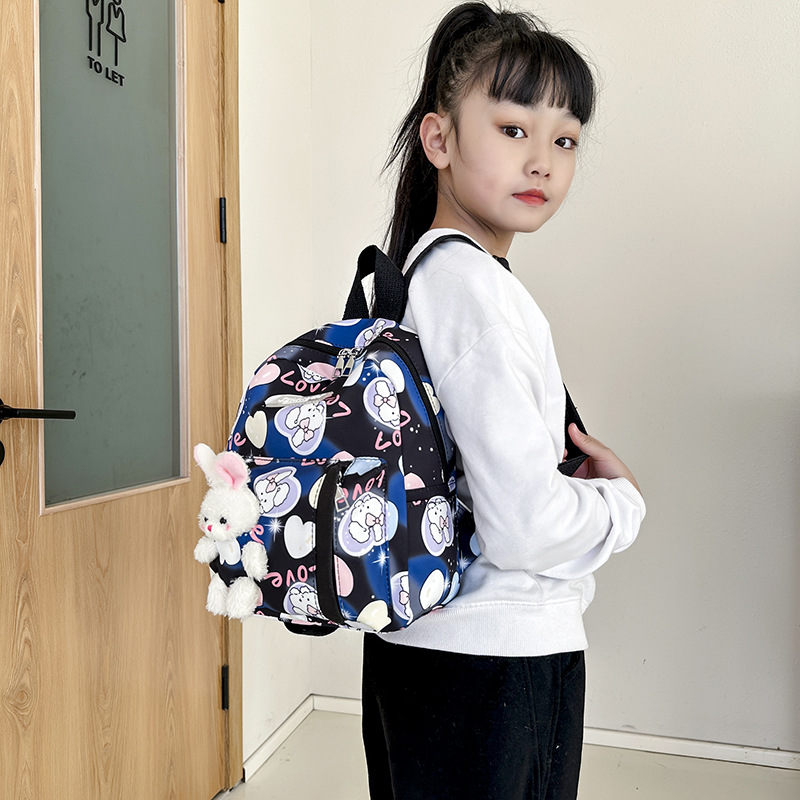 2024 nuevo kindergarten mochila de dibujos animados lindo conejito estudiante mochila de lona para niños Mochila pequeña y ligera