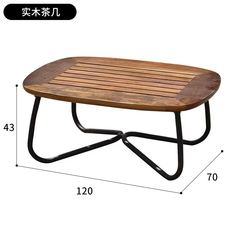 Mesa de café de madera maciza de 120cm