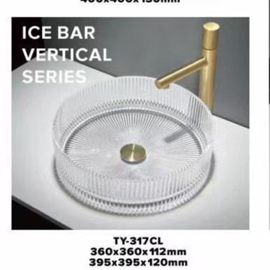 Manufacturer Supplies Water Round Wash Basin Art Basin Bathroom Wash Basin Wash Basin Crystal Glass Countertop Basin