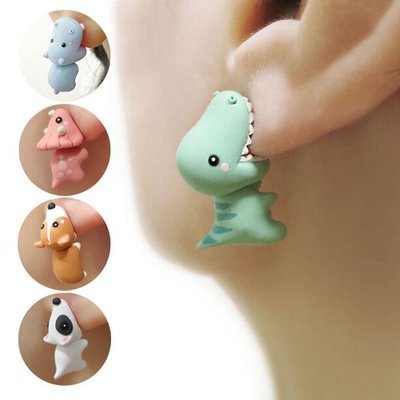 1 Pair Cute Dinosaur Metal Women's Ear Studs display picture 1