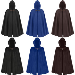 Mandarin Collar Halloween Men's Hooded Cape Medieval Vampire Cape Pirate Robe Old Ranger Costume