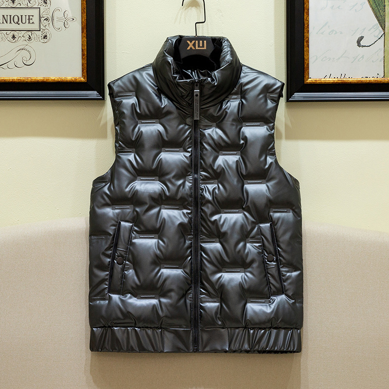 Autumn and Winter Cotton Vest Men's Warm Thickened Warm Shiny Waistcoat Trendy Brand plus size Down Cotton Fashionable Vest for Couple