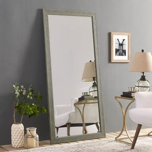 European Solid Wood Dressing Mirror, Full-Body Floor-To-Ceiling Mirror, Home Stereo Wall-Mounted Bedroom Mirror, Girl's Fitting Mirror