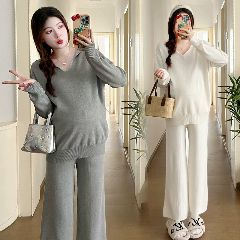 Set for pregnant, fashionable autumn demi-season sweater to go out, 2023, internet celebrity