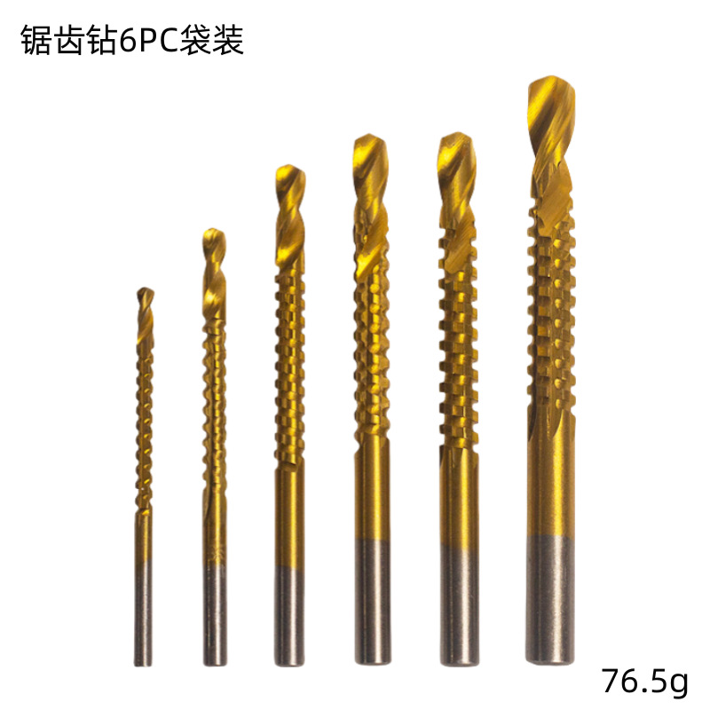 Taladro helicoidal dentado mango redondo de acero de alta velocidad 6 piezas para trabajar la madera taladro ranurado taladro de torsión dentado mango recto taladro dentado