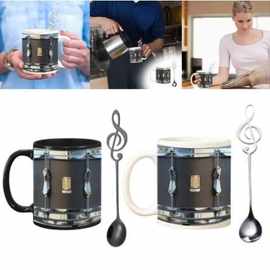 新品陶瓷杯黑色马克杯咖啡杯复古鼓形杯子Black Vintage Drum Mug