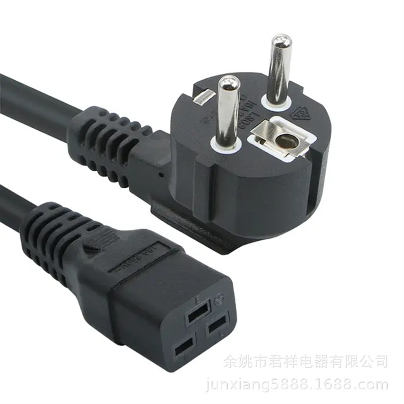 Eu Plug Black Power Cord 16A European Standard Plug C19/C20 Household Appliances Eu Three-Core Electrical Appliance Plug