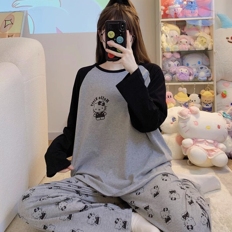 Wholesale Korean Manufacturer Cartoon Pajamas Long-Sleeved Home Clothes Set for Sleeping Girls Spring and Autumn Trendy Casual