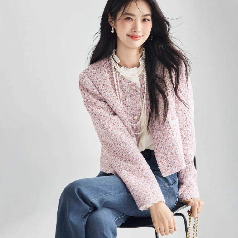 粗花呢口袋小香风短外套女2025秋装新款淑女外套女1G8911251