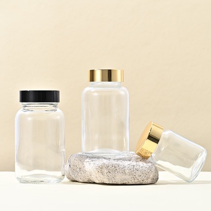 Vidrio esmerilado medicina botella de cápsula de glaseado transparente botella de Cordyceps botella de medicina sellada botella de subenvasada transparente botella de productos para el cuidado de la salud