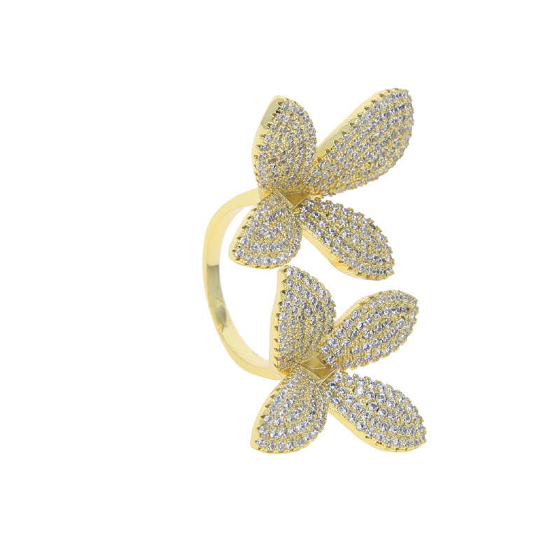 Flower Pattern Wholesale Jewelry Hip-Hop Flower Copper Inlay Rings