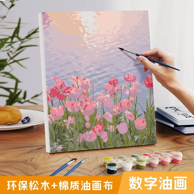 数字油画diy填色卡通动漫画儿童手工填充画感钻石画鲜花风景批发