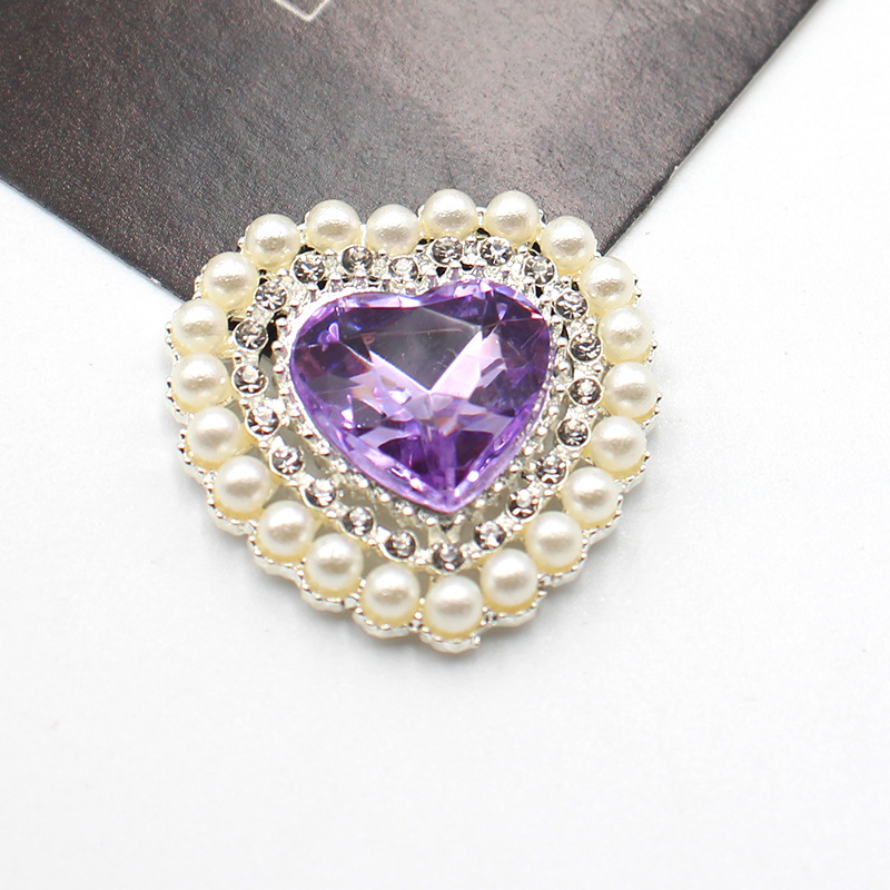 27mm銀色桃心真珠花盤合金部品diy髪飾り花盤ドリル頭飾りアクセサリー部品