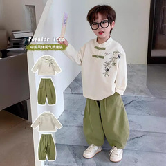 男童漢服套裝春裝2024新款兒童春秋裝中國風唐裝幼兒園演出兩件套