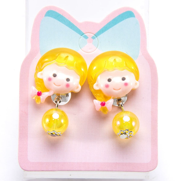 Yellow ear clips, 1 pair