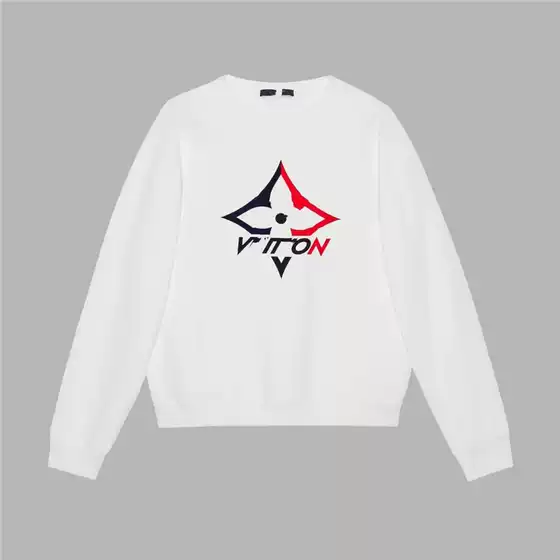 Cross-Border Ready Stock 2025 EU Edition Lv-style Heavyweight Crewneck Streetwear Unisex Hoodie Long-Sleeve T-Shirt for Men & Women Wholesale
