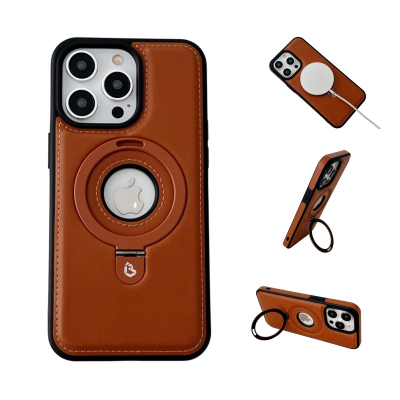 Adecuado para Apple 15 funda para teléfono móvil, funda protectora iPhone16, succión magnética 13ProMax, soporte de cuero de alta gama 14 a prueba de caídas, tramo