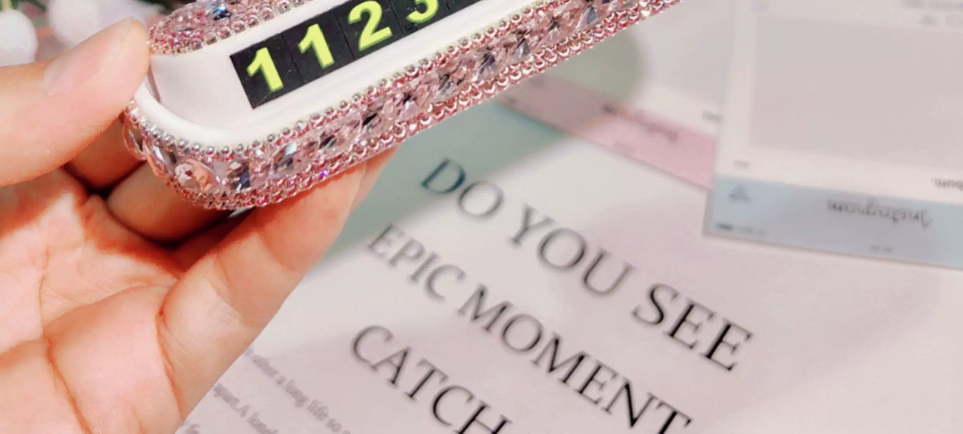 Car temporary parking number plate, car parking sign ornament, diamond-encrusted, popular style for girls