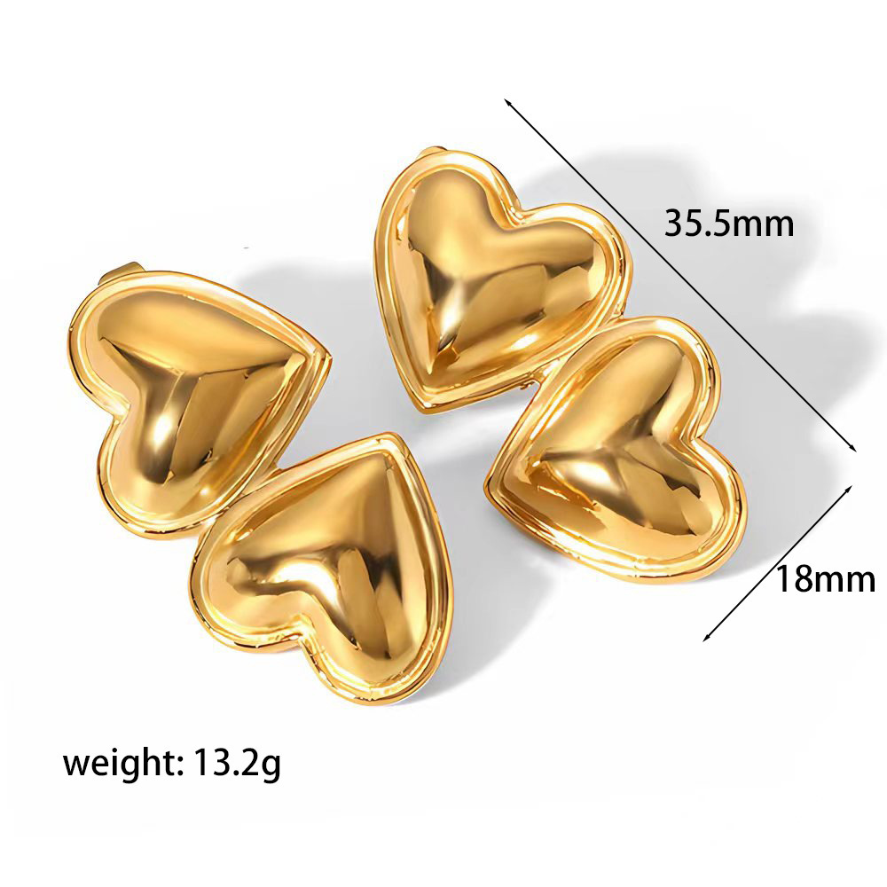 Stainless Steel Ear Needle Material 1 Pair Simple Style Heart Shape Plating Stainless Steel Drop Earrings Ear Studs