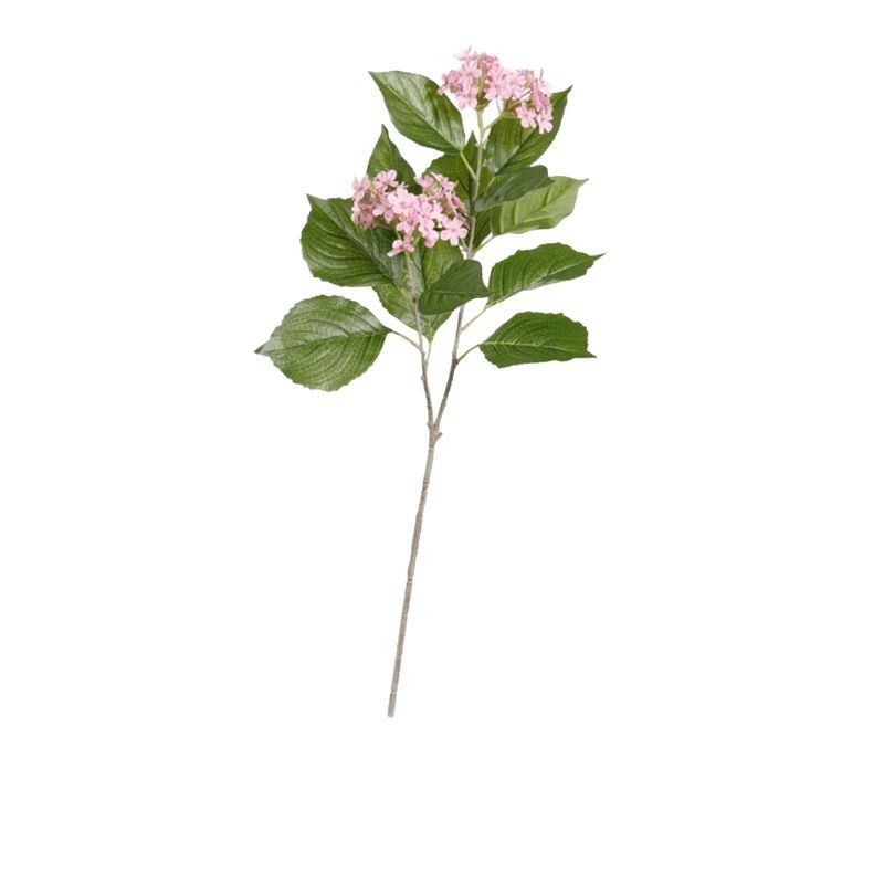 Simulación de hortensias ramitas 2 cabezas de flores de bola de nieve con hojas interior hogar decoración de bodas decoración de flores conjunto de flores artificiales