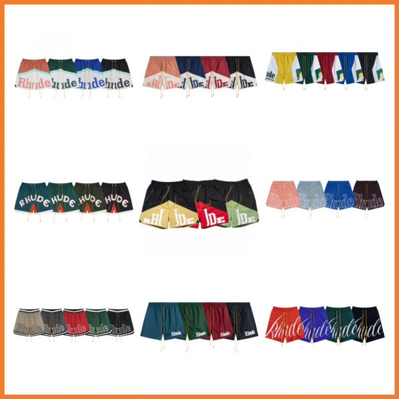 New Simple Basic American-Style Trendy Letter Rhude Drawstring Knit Wool Casual Loose Shorts for Men and Women